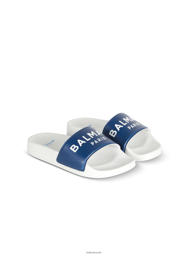 ee Balmain Riietus tüdrukud lamedad kaubamärgiga sandaalid merevägi LJ80021214