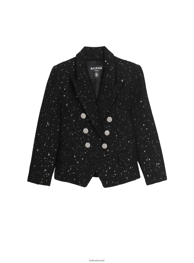 ee Balmain Riietus tüdrukud kaherealine puuvillane jope must LJ80021217