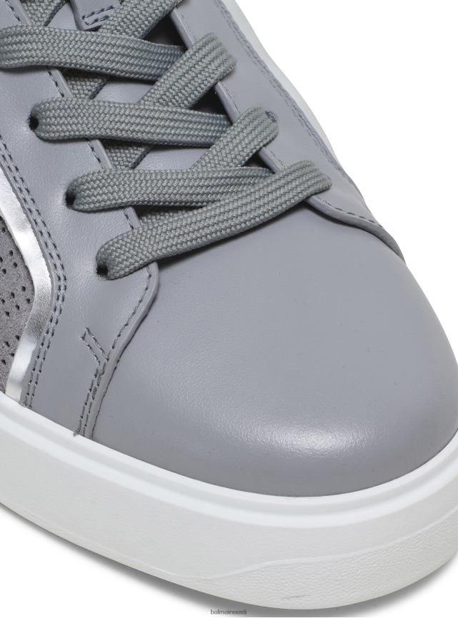 ee Balmain jalatsid mehed b-väljaku trenažöörid perforeeritud monogrammiga nahast hall LJ80021127