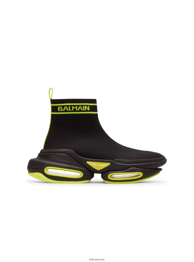 ee Balmain jalatsid mehed b-bold kõrge ülaosaga võrktrenažöörid kaubamärgi monogrammiga must LJ80021113