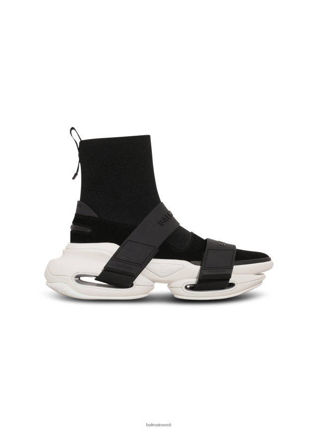 ee Balmain jalatsid mehed seemisnahast ja kootud b-bold rihmadega tossud must LJ80021122