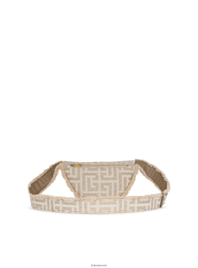 ee Balmain tarvikud mehed monogrammiga puuvillane raffia vöökott beež LJ80021157