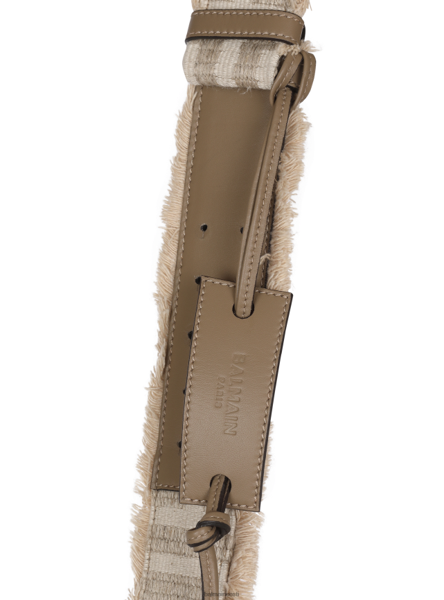 ee Balmain tarvikud mehed monogrammiga puuvillane raffia vöökott beež LJ80021157