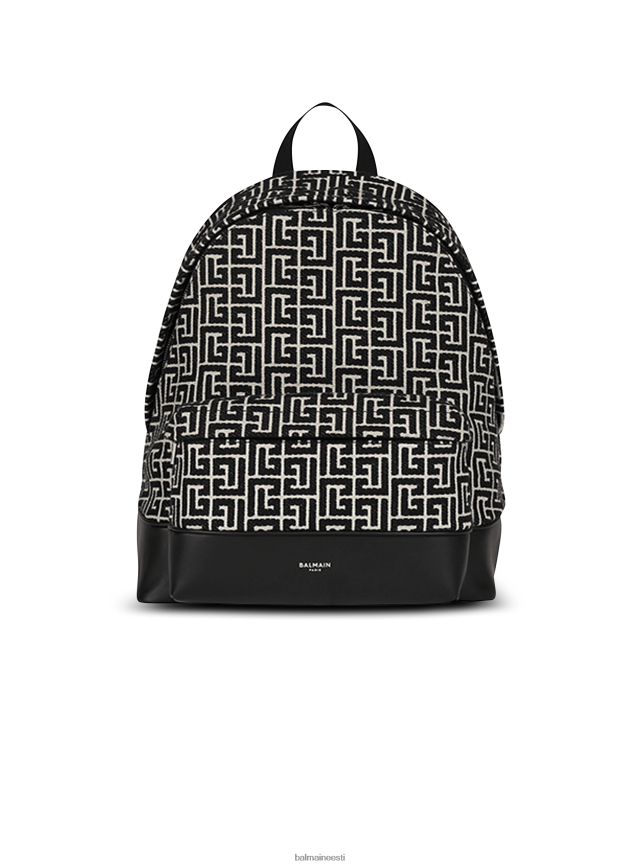 ee Balmain tarvikud mehed žakaarmonogrammiga seljakott must LJ80021154