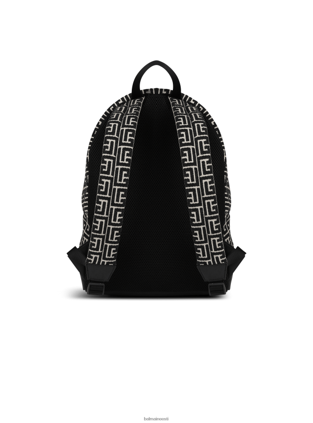 ee Balmain tarvikud mehed žakaarmonogrammiga seljakott must LJ80021154