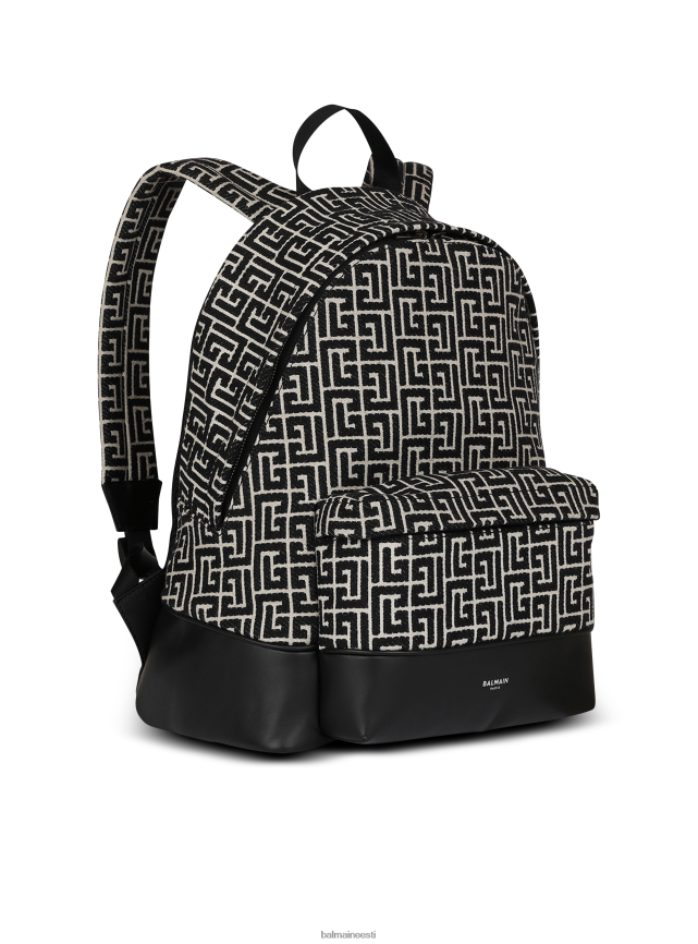 ee Balmain tarvikud mehed žakaarmonogrammiga seljakott must LJ80021154