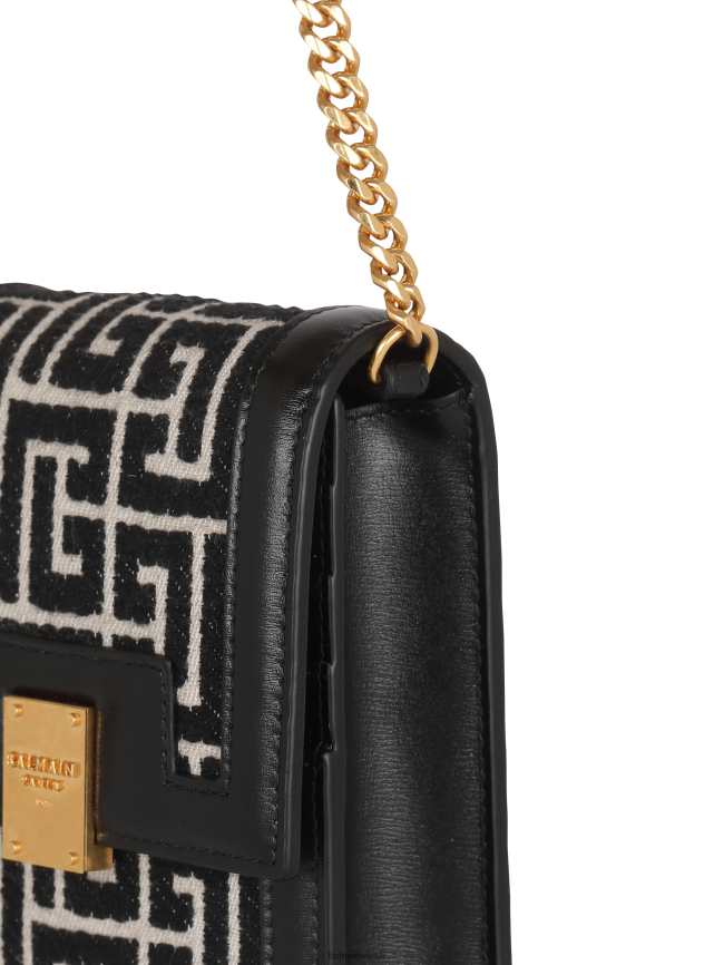 ee Balmain tarvikud mehed kahevärviline jacquard telefoniümbris nahast paneelidega must LJ80021170