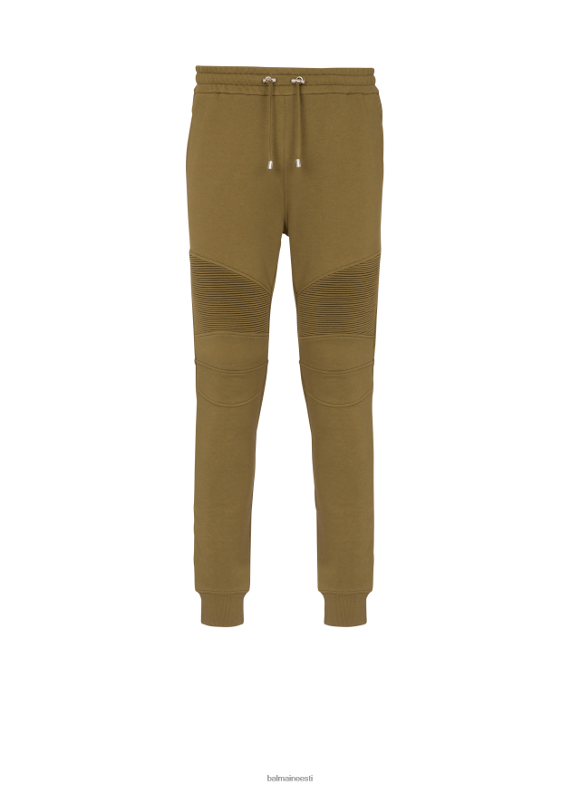 ee Balmain Riietus mehed brändi logoga trükitud puuvillased jooksupüksid khaki LJ80021079