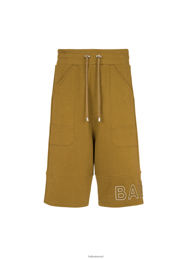ee Balmain Riietus mehed Keskkonnasõbralikust puuvillast bermuda lühikesed püksid helkurlogoga khaki LJ80021072