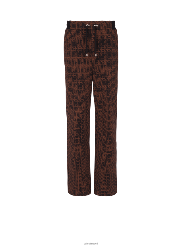 ee Balmain Riietus mehed monogrammiga pidžaama stiilis püksid pruun LJ80021050