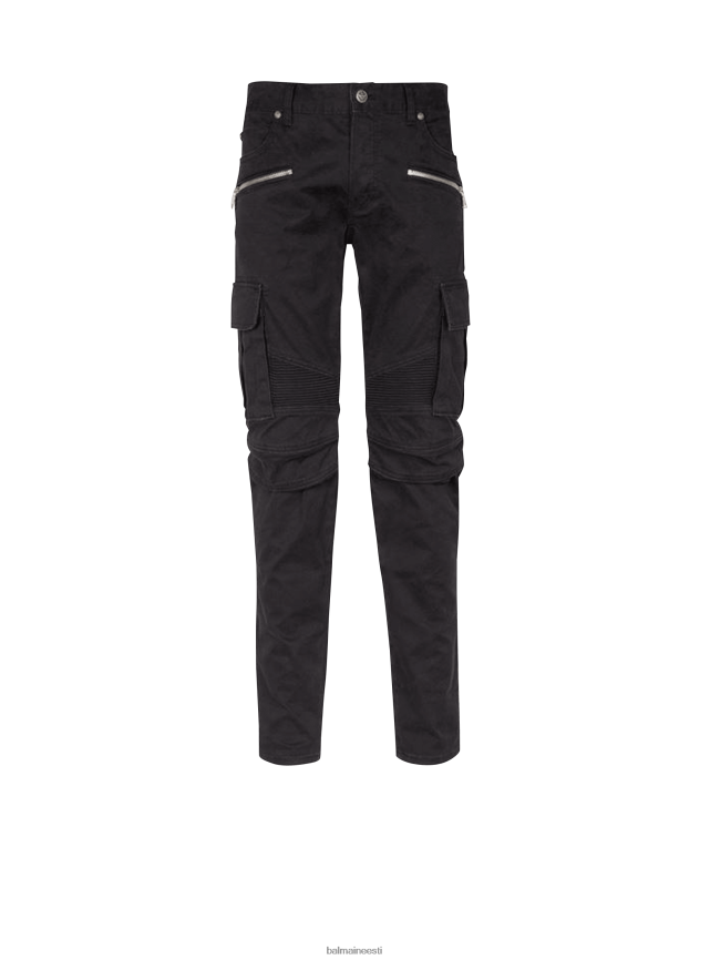 ee Balmain Riietus mehed puuvillased cargo püksid must LJ80021062
