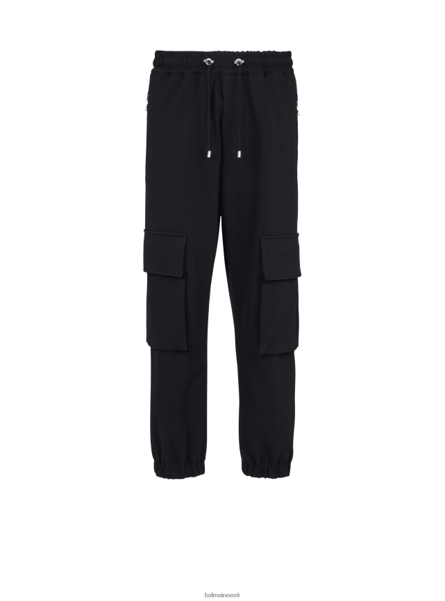 ee Balmain Riietus mehed puuvillased cargo püksid must LJ80021068