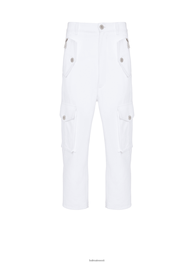 ee Balmain Riietus mehed puuvillased cargo püksid valge LJ80021051