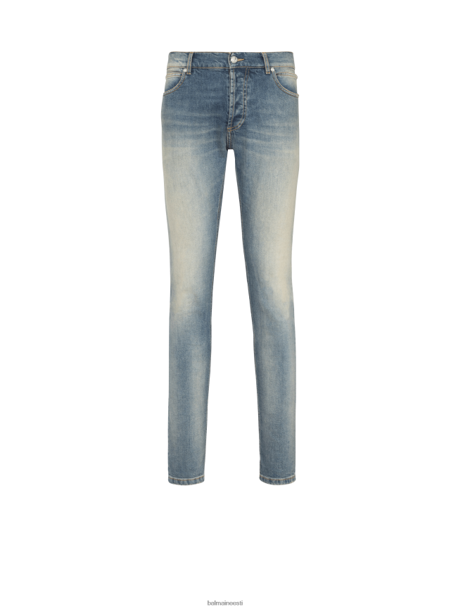 ee Balmain Riietus mehed õhukese lõikega pleekinud puuvillased teksad sinine LJ8002823