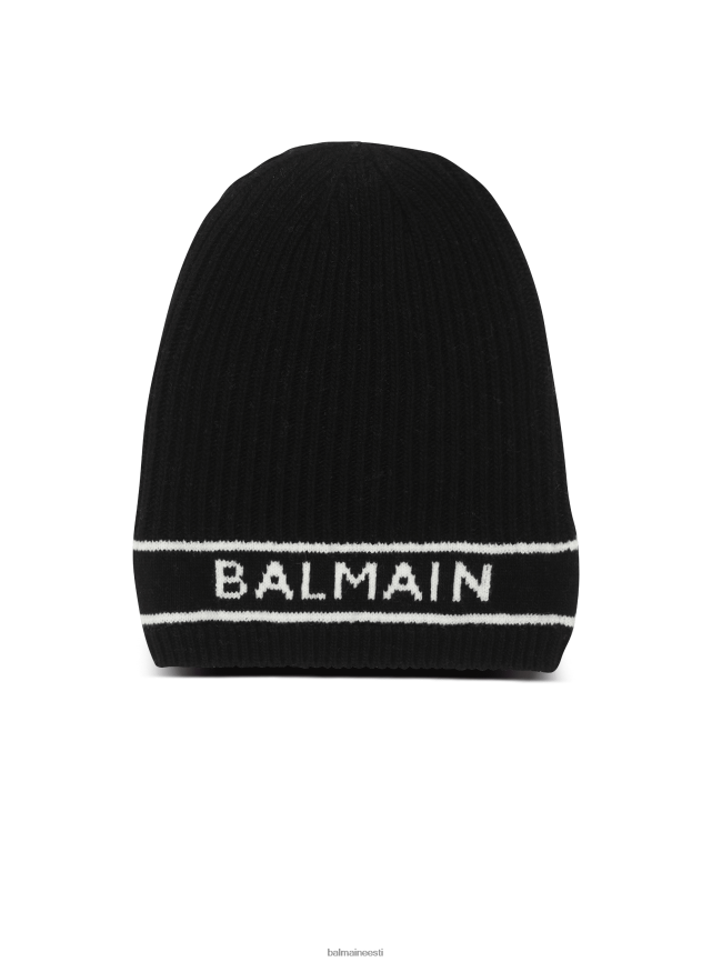 ee Balmain tarvikud mehed Tikitud kaubamärgi logoga villane nokamüts must LJ80021188