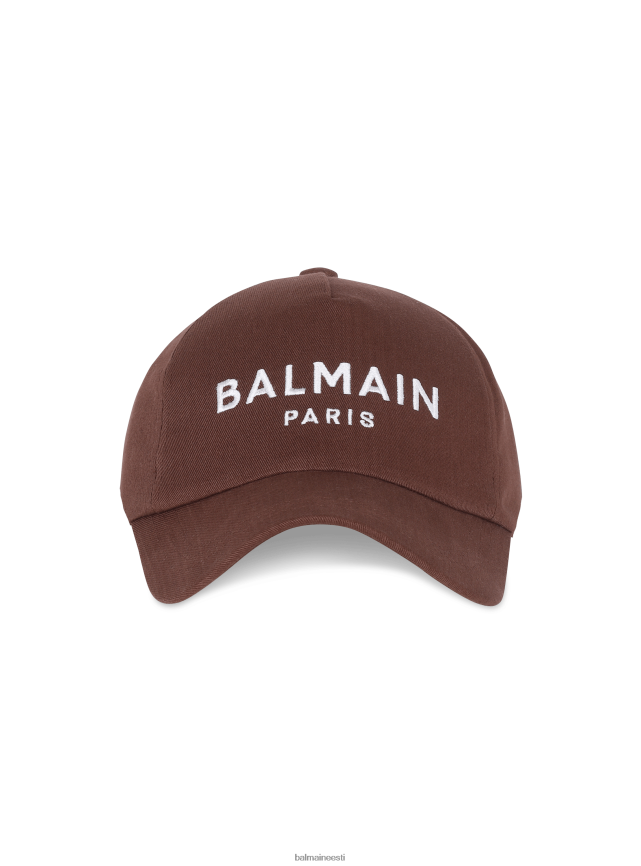 ee Balmain tarvikud mehed brändi tikitud puuvillane müts pruun LJ80021174