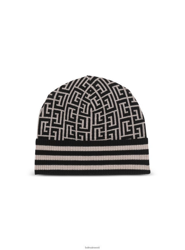 ee Balmain tarvikud mehed monogrammiga tikitud villane müts must LJ80021181