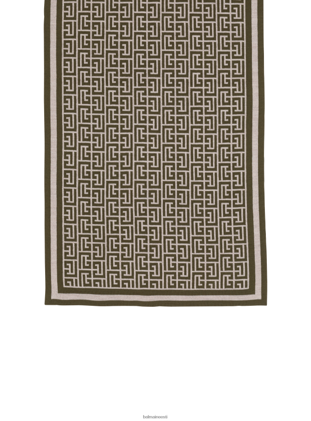 ee Balmain tarvikud mehed villane monogrammiga sall khaki LJ80021195
