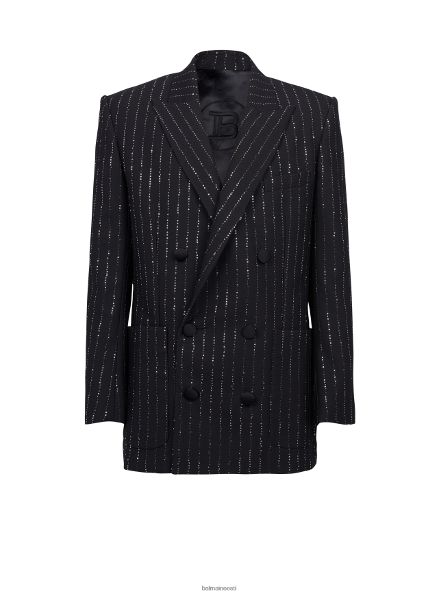 ee Balmain Riietus mehed litrite triipudega bleiser must LJ80021006