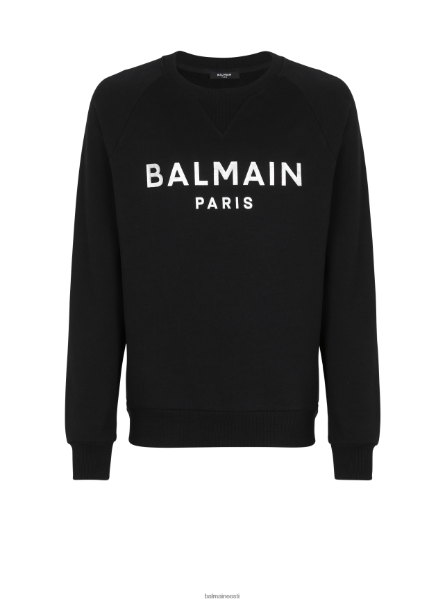 ee Balmain Riietus mehed Keskkonnasõbralikust puuvillast dressipluus koos brändi metallilise logoga must LJ8002959