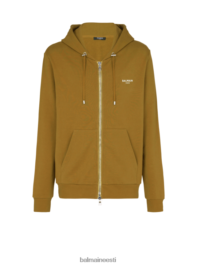 ee Balmain Riietus mehed Keskkonnasõbralikust puuvillast puuvillane hoodie flokeeritud kaubamärgi logoga khaki LJ8002942