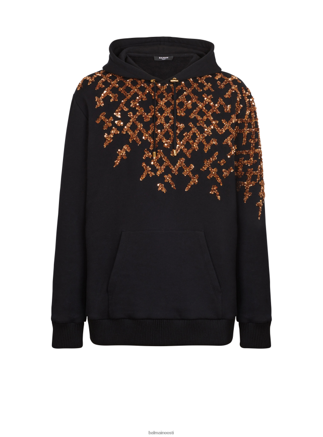 ee Balmain Riietus mehed tikitud kapuuts must LJ8002934