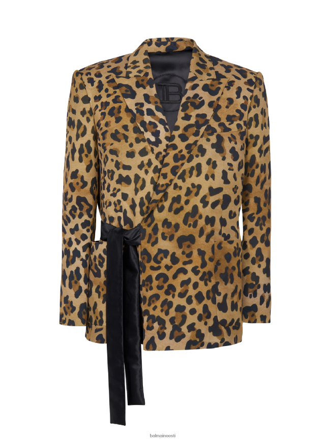 ee Balmain Riietus mehed asümmeetriline leopardimustriline jakk pruun LJ80021001