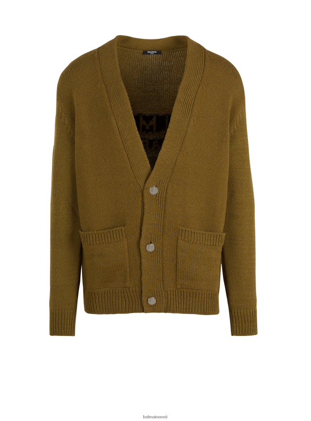 ee Balmain Riietus mehed koo kardigan brändi logoga khaki LJ8002988
