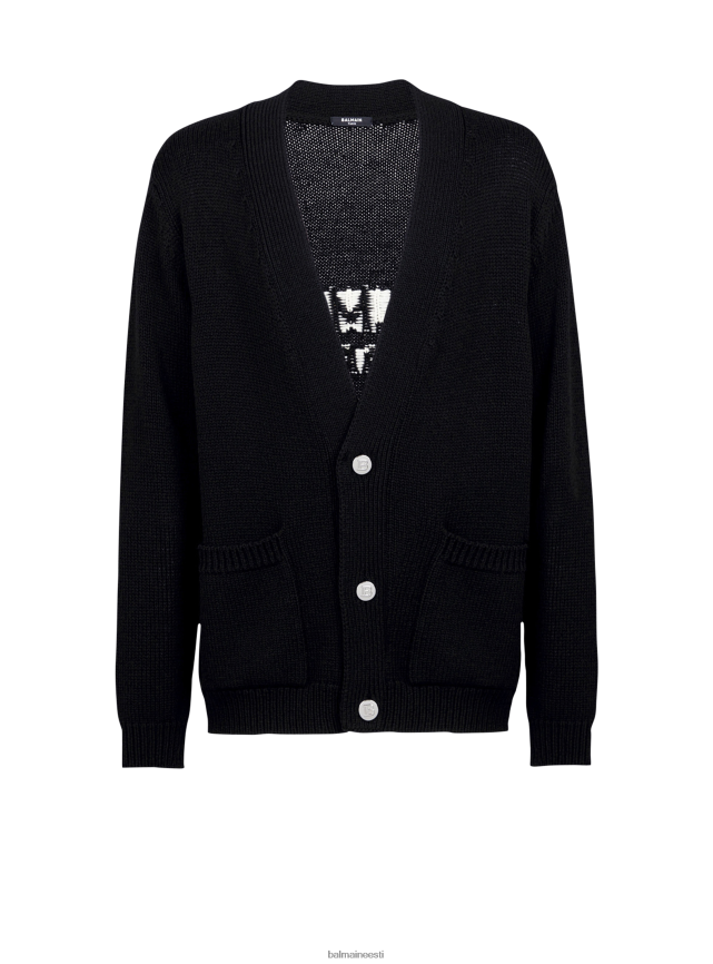 ee Balmain Riietus mehed koo kardigan brändi logoga must LJ8002987
