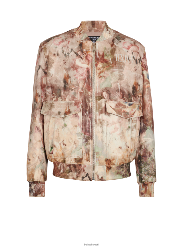ee Balmain Riietus mehed pastellmustriga nahast bomberjope mitmevärviline LJ80021019