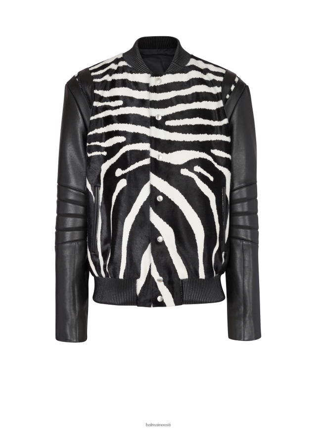 ee Balmain Riietus mehed sebra motiiviga nahast pommitaja must LJ80021029