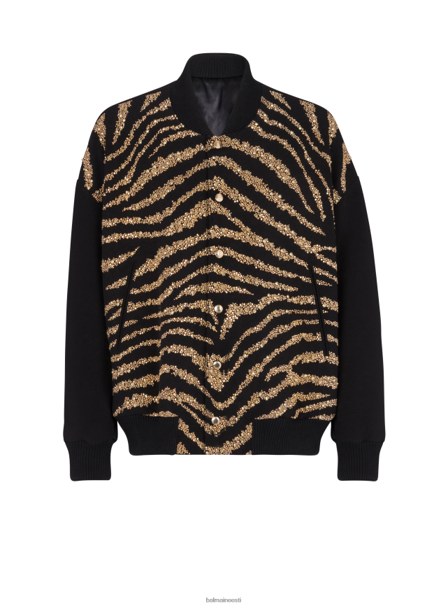 ee Balmain Riietus mehed sebramustriga bomber jope must LJ80021028