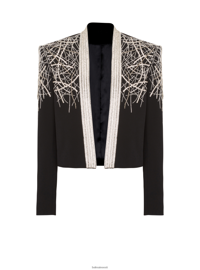 ee Balmain Riietus mehed tikitud spencer jakk must LJ8002995