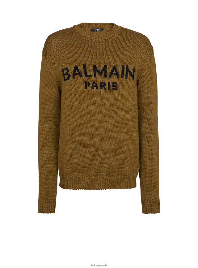 ee Balmain Riietus mehed Brändi logoga villane kampsun khaki LJ8002976
