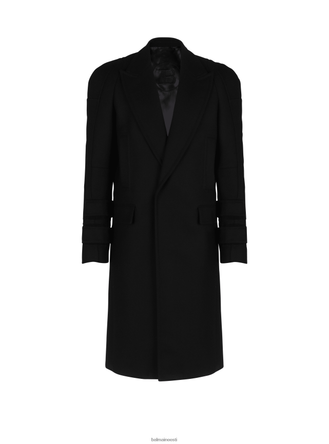 ee Balmain Riietus mehed pikk villane mantel must LJ80021036