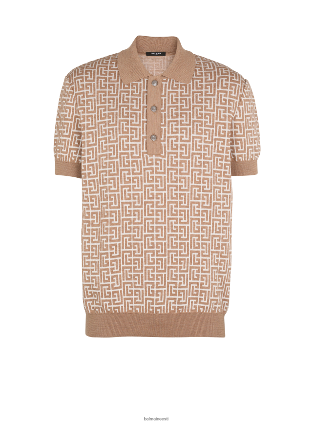 ee Balmain Riietus mehed monogrammiga silmkoeline polosärk beež LJ8002901