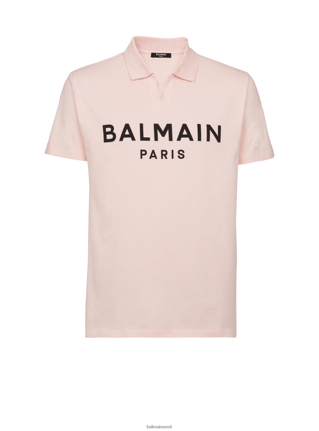 ee Balmain Riietus mehed puuvillane polo kaubamärgi logo trükiga roosa LJ8002927