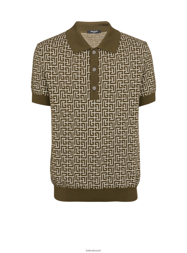 ee Balmain Riietus mehed villane monogrammiga polosärk khaki LJ8002914