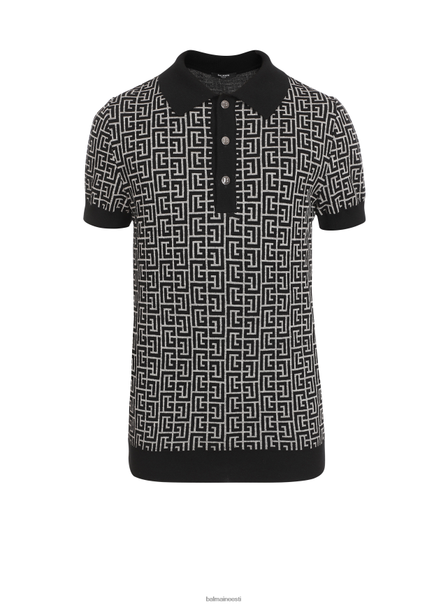 ee Balmain Riietus mehed villane monogrammiga polosärk must LJ8002918