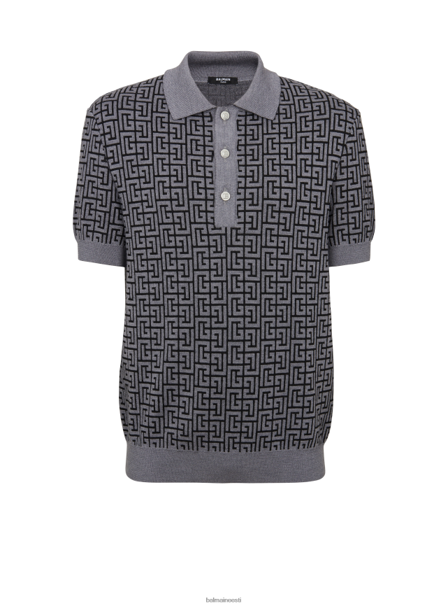 ee Balmain Riietus mehed villane polosärk brändi monogrammiga hall LJ8002924