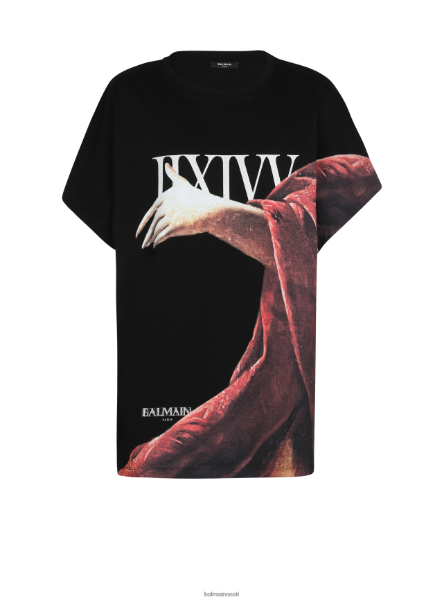 ee Balmain Riietus mehed boxy fit statue print t-särk must LJ8002846