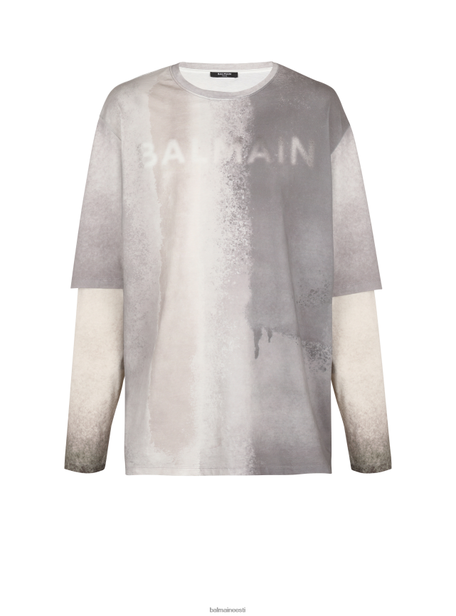 ee Balmain Riietus mehed öko-vastutustundlikust puuvillast trükiga t-särk hall LJ8002874