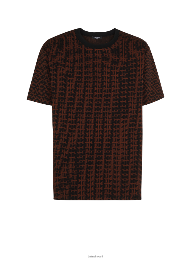 ee Balmain Riietus mehed monogrammiline avar žakaar-t-särk pruun LJ8002850