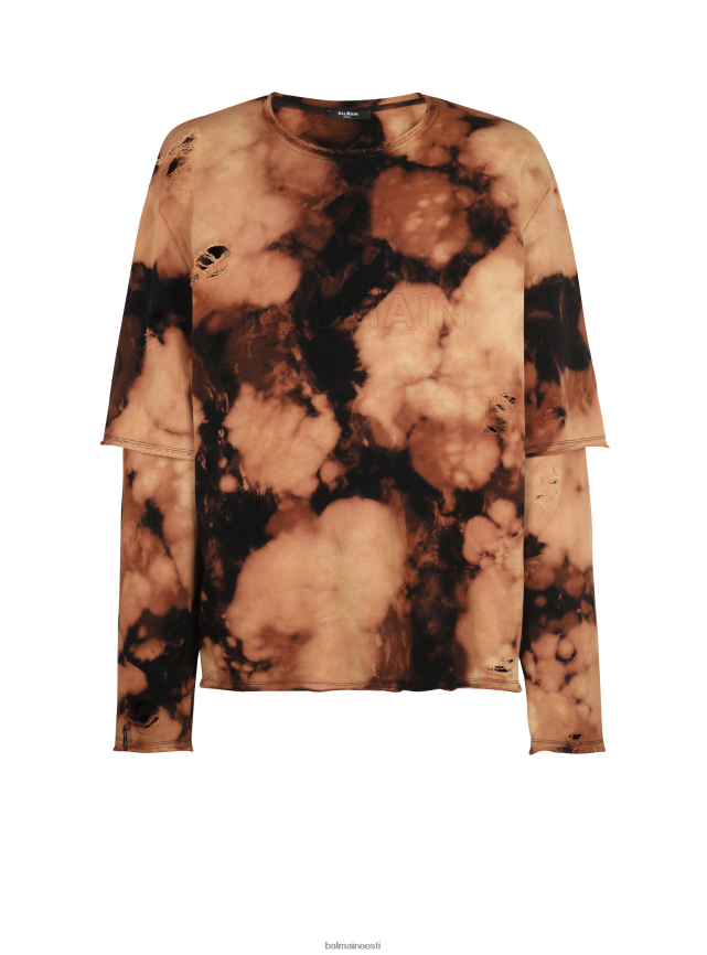 ee Balmain Riietus mehed põlenud trükiga puuvillane T-särk pruun LJ8002953