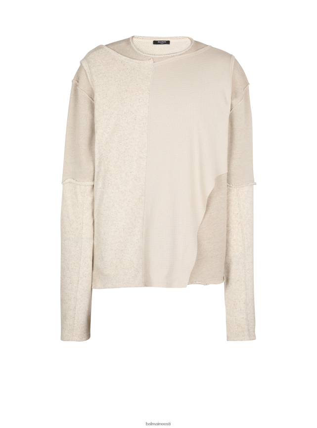 ee Balmain Riietus mehed pikkade varrukatega mitmest materjalist t-särk beež LJ8002847