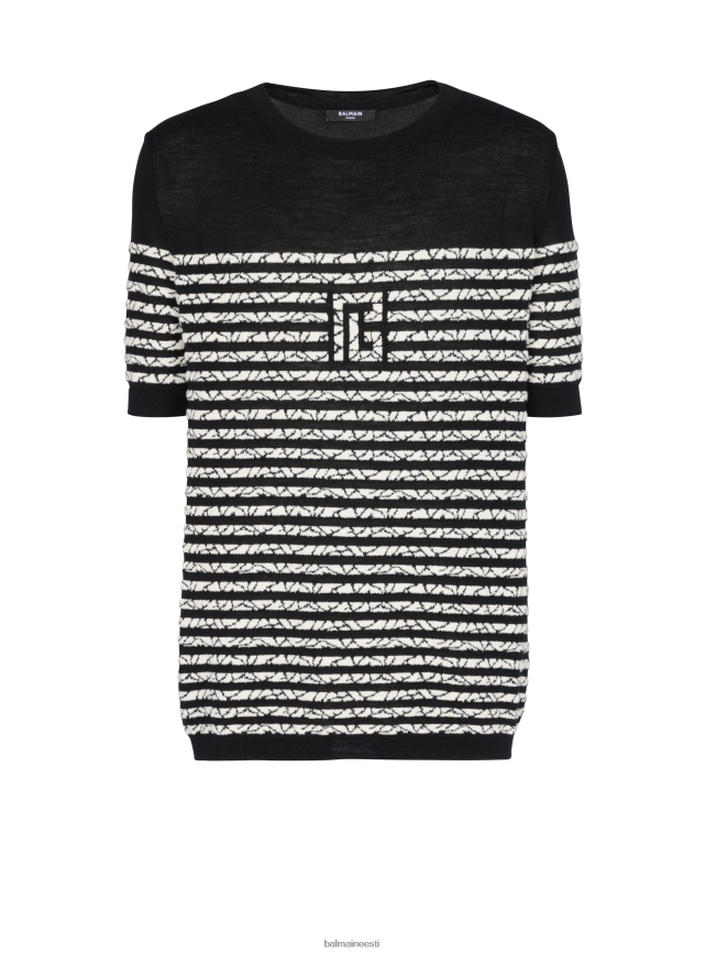 ee Balmain Riietus mehed villane marmortriipudega t-särk must LJ8002891