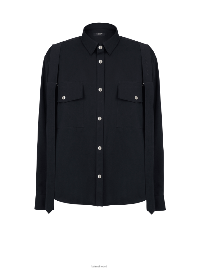 ee Balmain Riietus mehed puuvillane rihmaga särk must LJ8002906