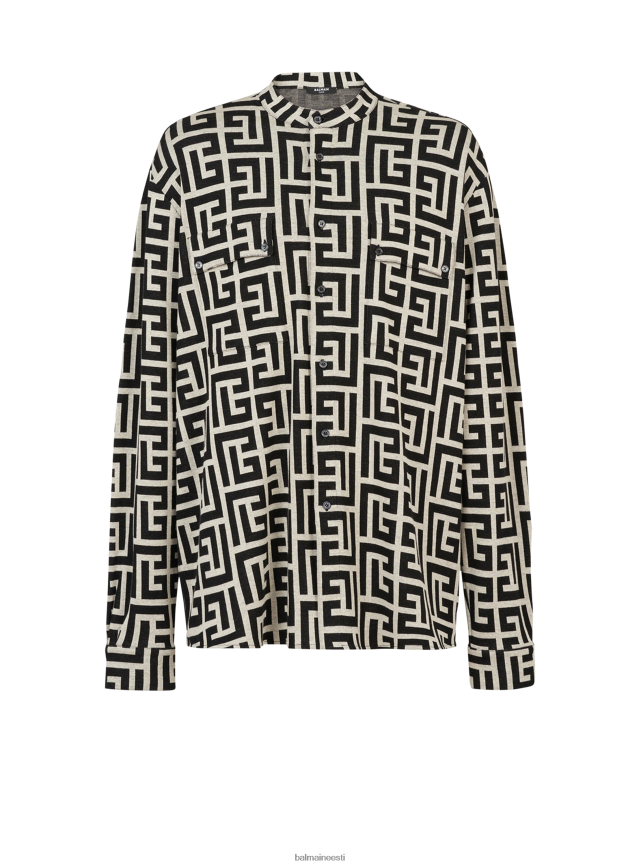 ee Balmain Riietus mehed puuvillane särk maxi kaubamärgi monogrammtrükiga must LJ8002922