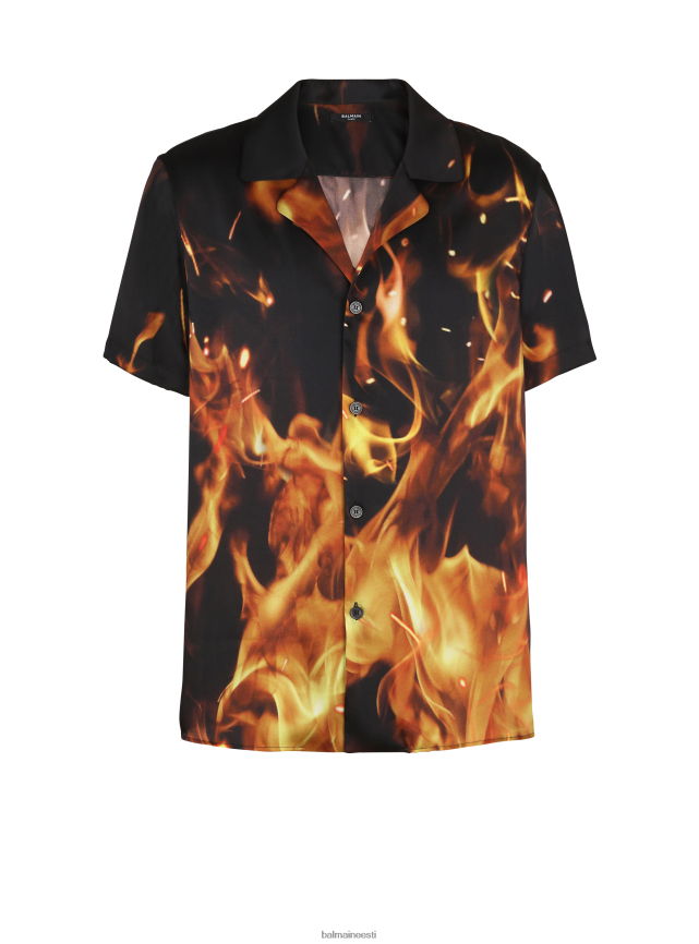 ee Balmain Riietus mehed tuletrükiga pidžaama stiilis särk oranž LJ8002904