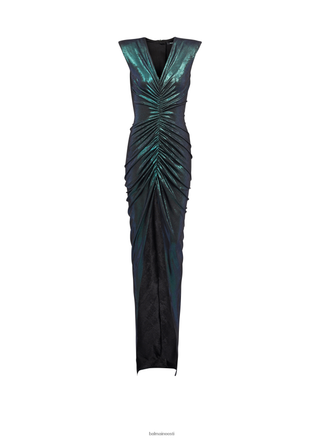 ee Balmain Riietus naised drapeeritud sillerdav trikoo kleit sinine LJ800237